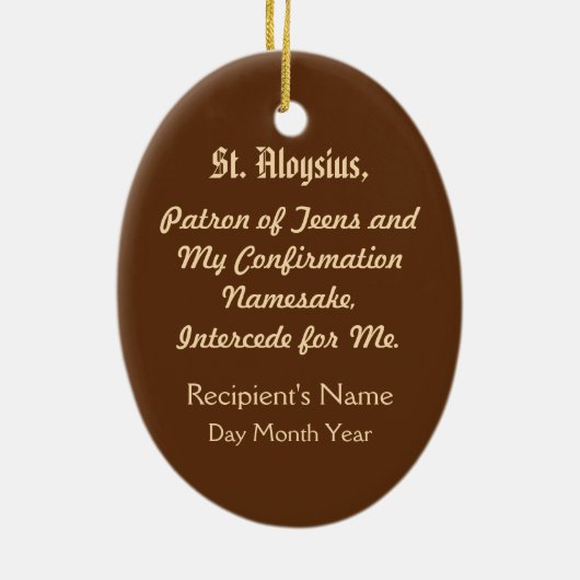 St. Aloysius Gonzaga (PM 01) Keramisch Ornament (Achterkant)
