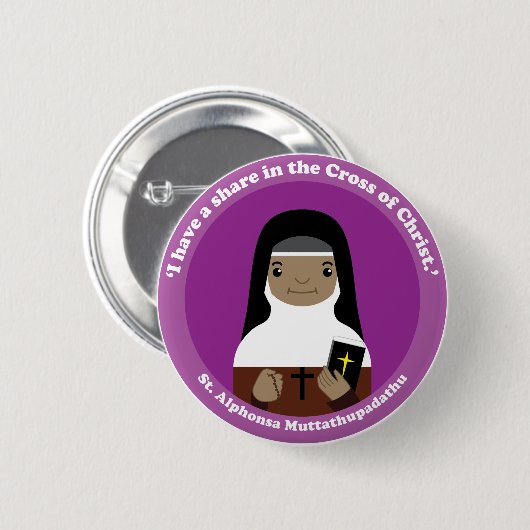St. Alphonsa Muttathupadathu Ronde Button 5,7 Cm (Voorkant /achterkant)