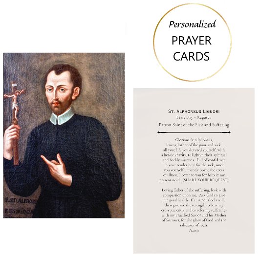 St. Alphonsus Ligouri Patron Saint Prayer Card Plaatskaartje