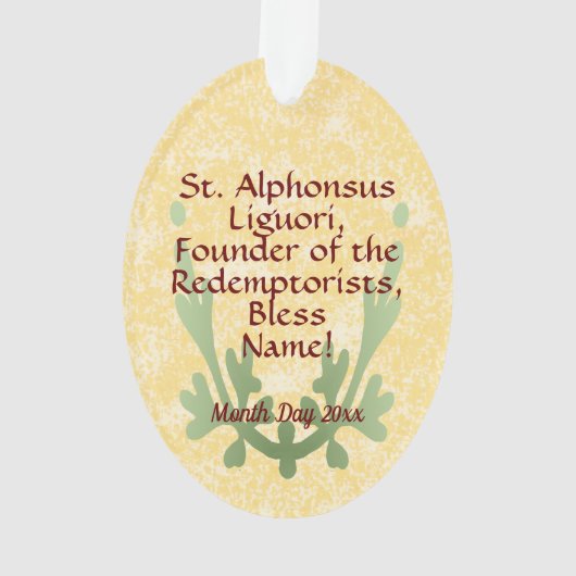 St. Alphonsus Liguori (VVP 005) Acryl Ornament (achterkant)