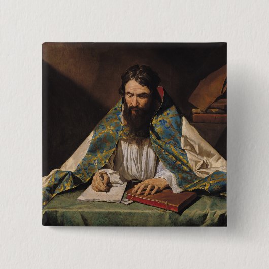 St. Ambrose, c.1633-39 Vierkante Button 5,1 Cm (Voorkant)