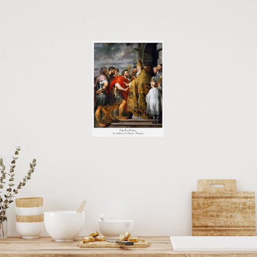 St. Ambrose en keizer Theodosius Paul Rubens Poster (Keuken)