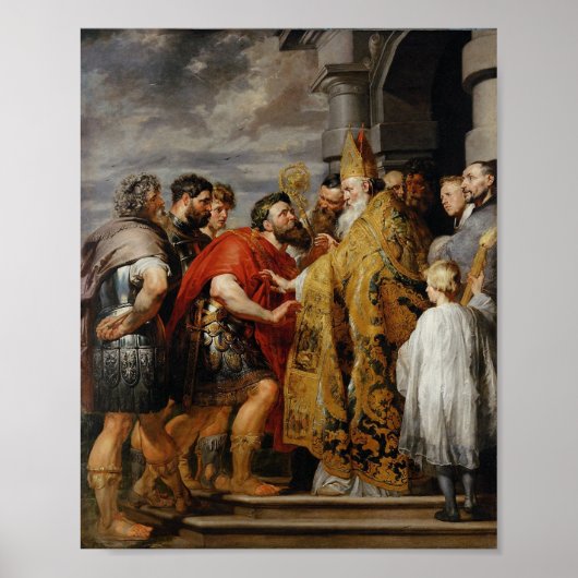 St. Ambrose en Theodosius - Poster van Rubens afdr (Voorkant)
