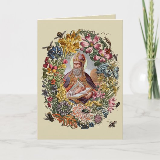 St. Ambrose of Milan with Flowers, Bees, and Hive Kaart (Voorkant)