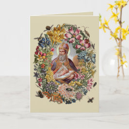 St. Ambrose of Milan with Flowers, Bees, and Hive Kaart