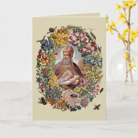 St. Ambrose of Milan with Flowers, Bees, and Hive Kaart (Gele Bloem)