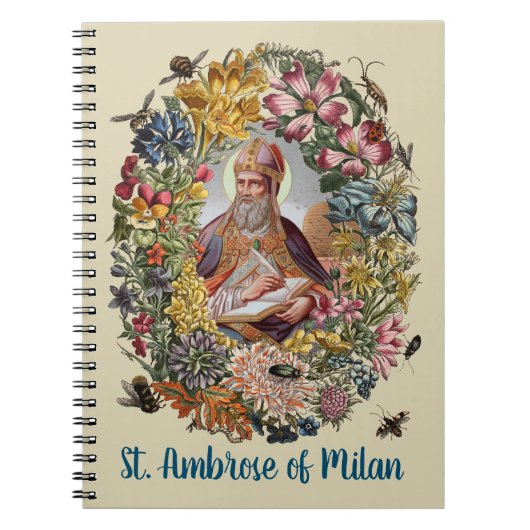 St. Ambrose of Milan with Flowers, Bees, and Hive Notitieboek (Voorkant)