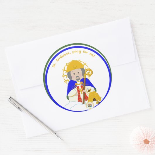 St. Ambrose Ronde Sticker (Envelop)