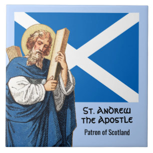 St. Andreas de apostel en de vlag van Schotland Tegeltje