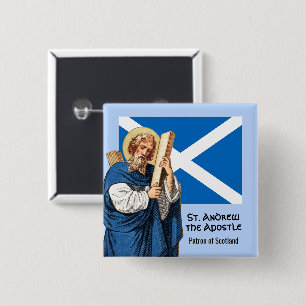 St. Andreas de apostel en de vlag van Schotland Vierkante Button 5,1 Cm