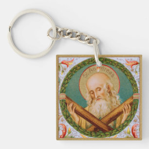 St. Andreas de Apostel (JMAS 02) vierkant acryl Sleutelhanger