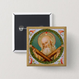 St. Andreas de Apostel (JMAS 02) Vierkante Button 5,1 Cm