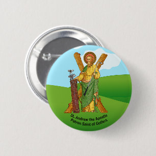 St. Andreas de apostel, patroon van golfers Ronde Button 5,7 Cm