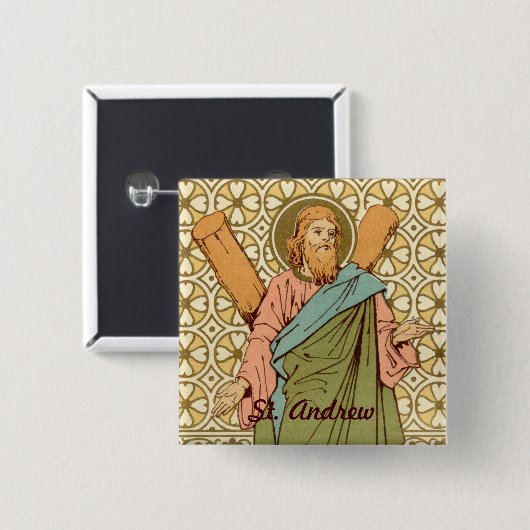 St. Andreas de Apostel (RLS 01) Vierkante Button 5,1 Cm (Voorkant /achterkant)