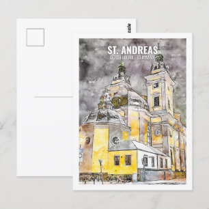 St. Andreas Düsseldorf Travel Place Waterverf Briefkaart