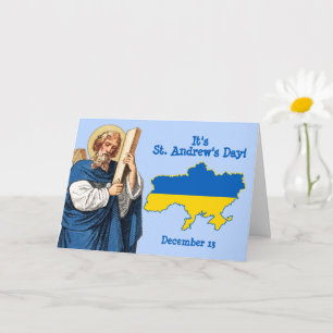 St. Andreas met vlagkaart van Oekraïne Naamdagkaar Kaart