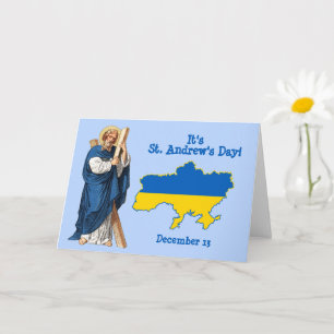 St. Andreas met vlagkaart van Oekraïne Naamdagkaar Kaart