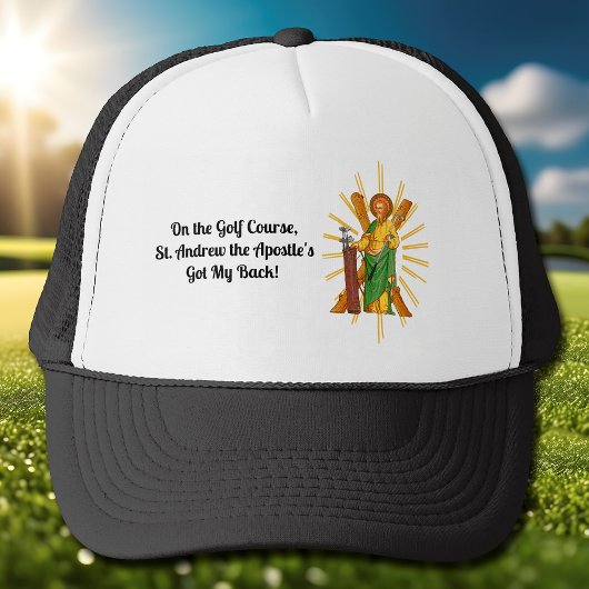 St. Andrew de apostel, beschermheer van golf, golf Trucker Pet