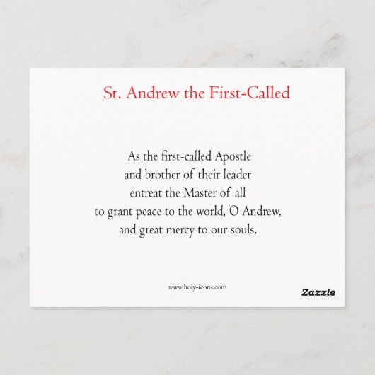 St. Andrew de Eerste Prayer Card Briefkaart (Achterkant)