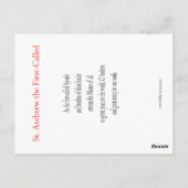 St. Andrew de eerste zogenaamde Prayer Card Briefkaart (Achterkant)
