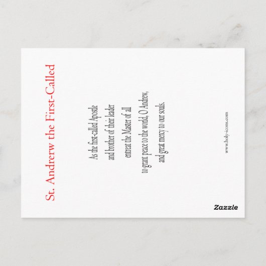 St. Andrew de eerste zogenaamde Prayer Card Briefkaart (Achterkant)