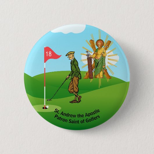St. Andrew en Dapper Male Golfer Ronde Button 5,7 Cm (Voorkant)