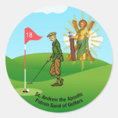 St. Andrew en Dapper Male Golfer Ronde Sticker (Voorkant)