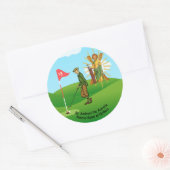 St. Andrew en Dapper Male Golfer Ronde Sticker (Envelop)