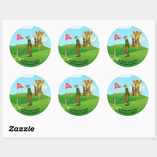 St. Andrew en Dapper Male Golfer Ronde Sticker (Vel)