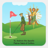 St. Andrew en Dapper Male Golfer Vierkante Sticker (Voorkant)