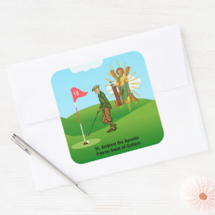 St. Andrew en elegante mannelijke golfer Vierkante Sticker