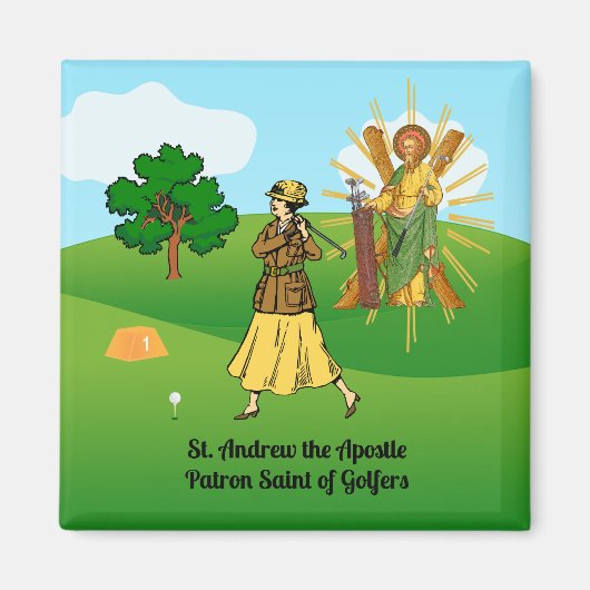 St. Andrew en Upscale Lady Golfer Magneet (Voorkant)