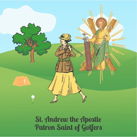 St. Andrew en Upscale Lady Golfer Sticker (Voorkant)