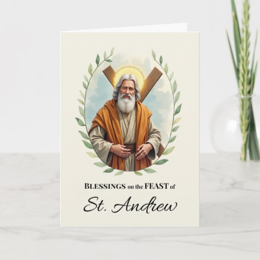 St. Andrew Feestdag Zegeningen Bladerige Krans Kaart (Voorkant)