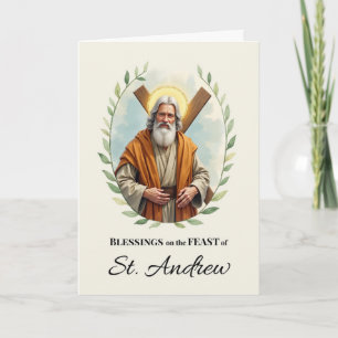 St. Andrew Feestdag Zegeningen Bladerige Krans Kaart