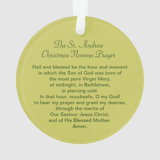 St. Andrew Kerstmis Novena Prayer Acryl Ornament (achterkant)