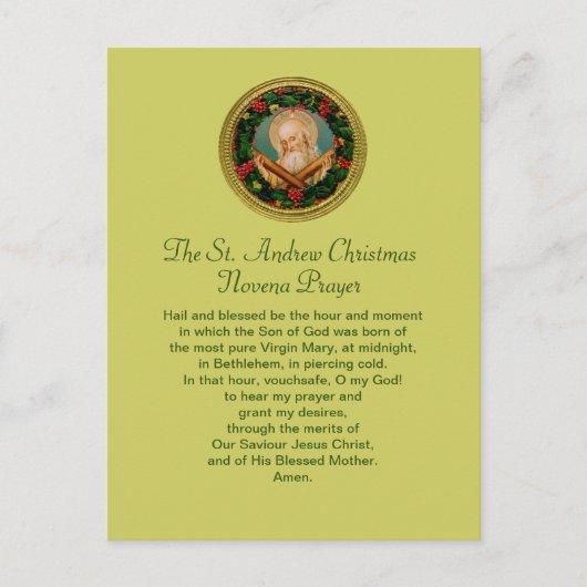 St. Andrew Kerstmis Novena Prayer Briefkaart (Voorkant)