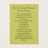 St Andrew Kerstmis Novena Prayer Card Visitekaartje (Achterkant)