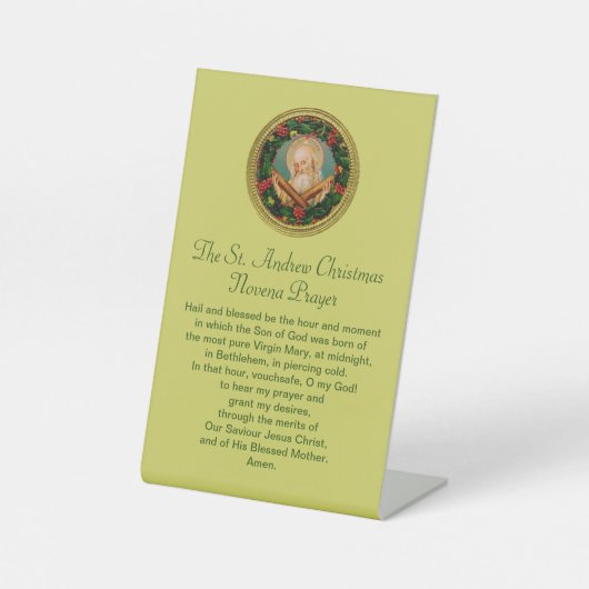 St. Andrew Kerstmis Novena Prayer Reclamebord Met Voetstuk (Voorkant)