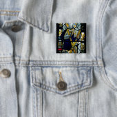 St. Andrew met Saltire Cross, Brits Vierkante Button 5,1 Cm (In situ)