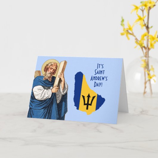 St. Andrew met vlag-Kaart van Barbados Feast Day Kaart (Gele Bloem)