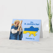 St. Andrew met vlag-kaart van Oekraïne Feast Day C Kaart (Voorkant)