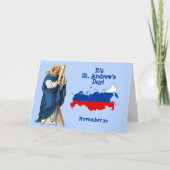 St. Andrew met vlag-kaart van Rusland Feast Day Ca Kaart (Voorkant)