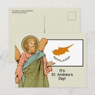 St. Andrew (RLS 01) met vlag van Cyprus Feestdag Briefkaart