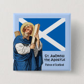 St. Andrew the Apostle en de vlag van Schotland Vierkante Button 5,1 Cm (Voorkant)