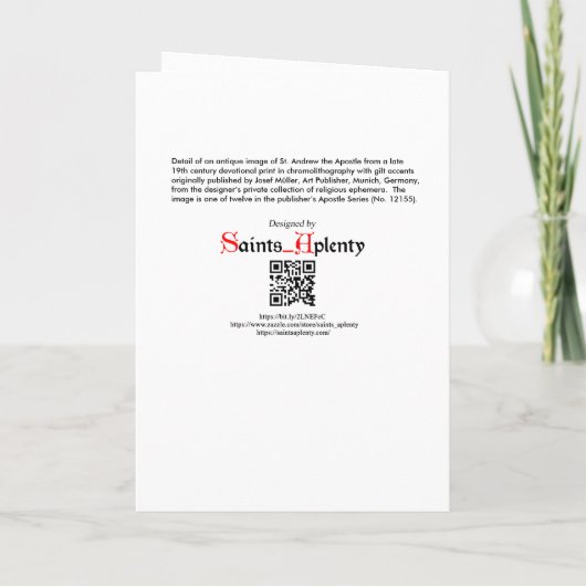 St. Andrew the Apostle (JMAS 02) Blank Greeting Kaart (Achterkant)