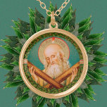 St. Andrew the Apostle (JMAS 02) Goud Vergulden Ketting<br><div class="desc">Afbeelding Credit (JMAS 02): Antiek afbeelding van St. Andrew the Apostle van een eind 19e-eeuwse ontwerptekst in chromolithografie met gelte accenten, oorspronkelijk gepubliceerd door Josef Müller, Art Publisher, München, Duitsland, uit het privé-collectie van de ontwerper van religieuze ephemera. Het afbeelding is één van twaalf in de Apostle-serie van de uitgever...</div>