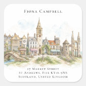 St Andrews Aquarel Retouradres Label (Voorkant)