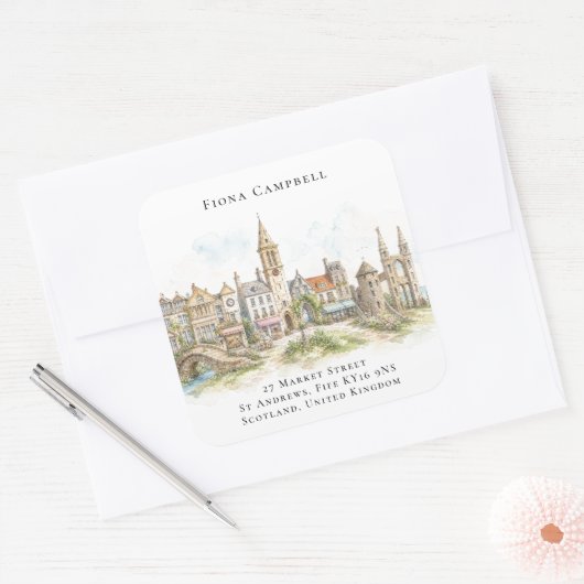 St Andrews Aquarel Retouradres Label (Envelop)