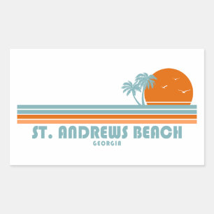 St. Andrews Beach Georgia Zon Palmboom Rechthoekige Sticker